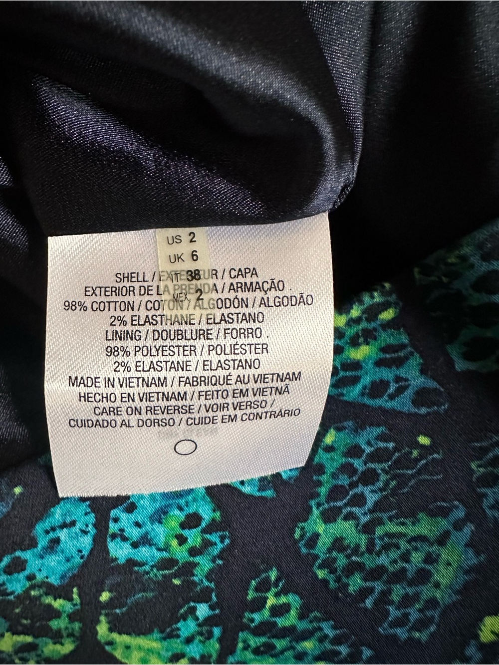 Tahari Teal and Navy Printed Sheath Dress - Picture 11 of 12